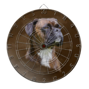 Cible De Fléchettes Boxer Peinture à l'huile de chien Portrait d'art