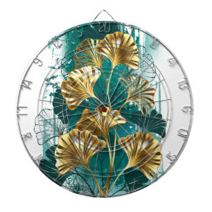 Cible De Fléchettes Branche avec Feuilles d'or Ginko Biloba