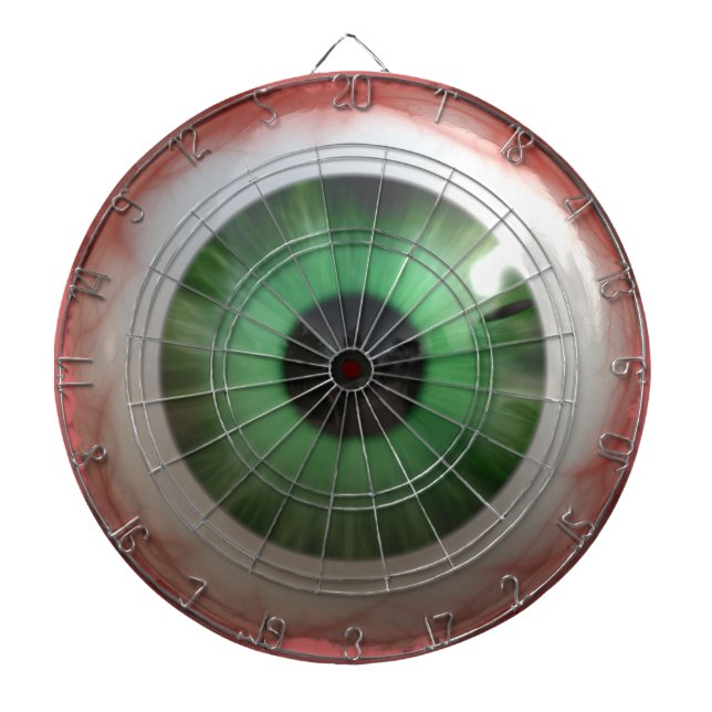 Cible De Fléchettes BULLSEYE Drôle, Freaky Green Eyeball Darboard (Devant)