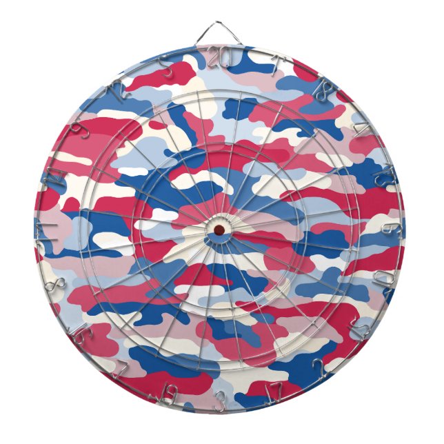Cible De Fléchettes Camouflage rouge blanc et bleu (Devant)