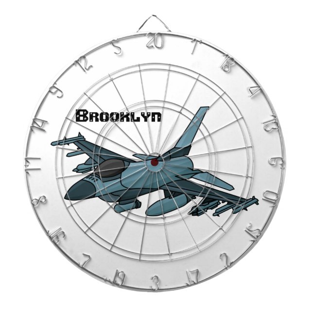 Cible De Fléchettes Caricature d'avion de chasse militaire (Devant)