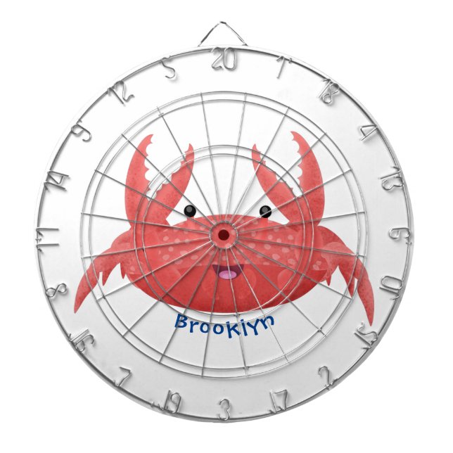 Cible De Fléchettes Caricature de crabe rouge cuite (Devant)