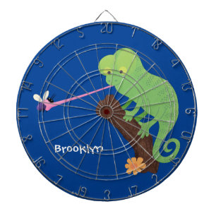 Cible De Fléchettes Caricature de lézard de caméléon vert joyeux