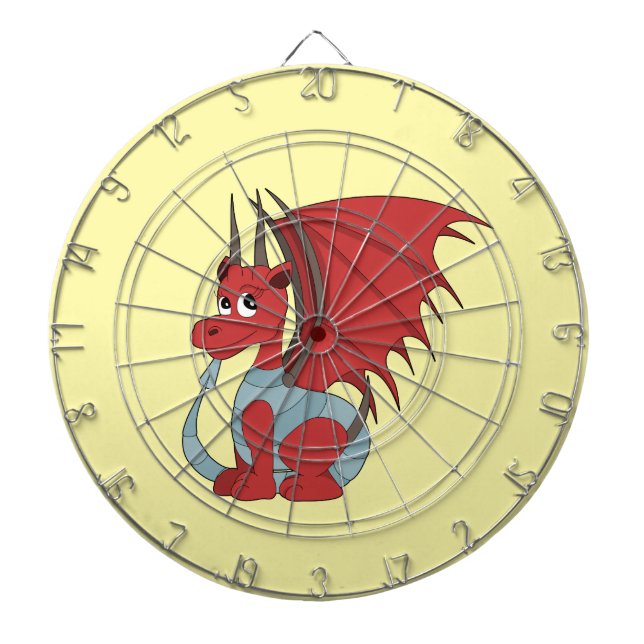 Cible De Fléchettes Caricature Dragon Rouge (Devant)