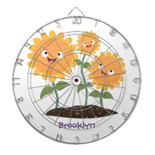 Cible De Fléchettes Caricature joli tournesol souriant illustration