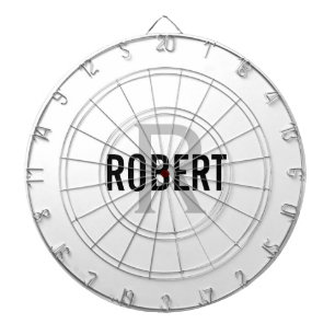 Cible De Fléchettes Carte de nom monogramme gris blanc moderne