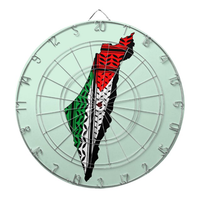 Cible De Fléchettes Carte de Palestine avec drapeau et Motif Keffiyeg (Devant)
