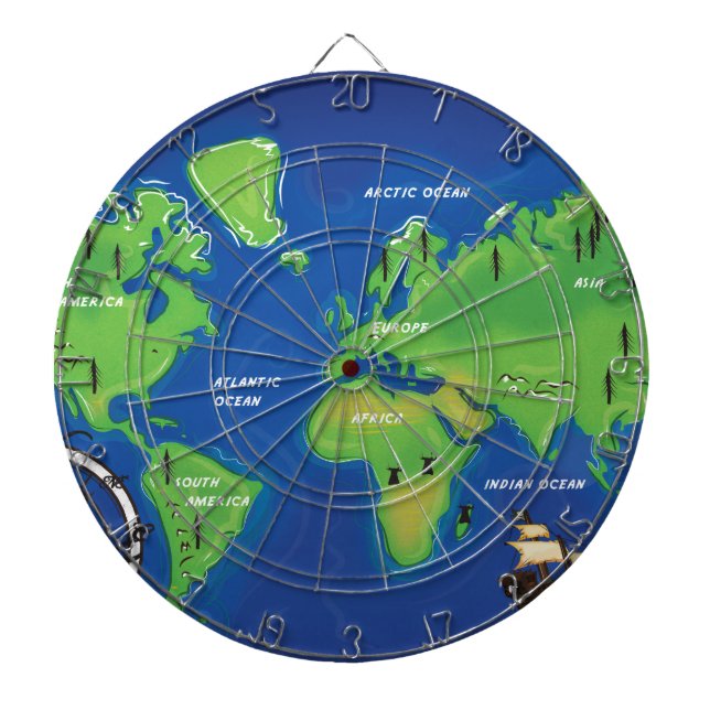 Cible De Fléchettes Carte du monde (Devant)