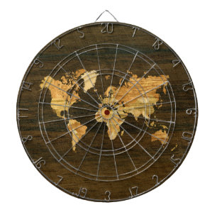 Cible De Fléchettes Carte du monde en bois
