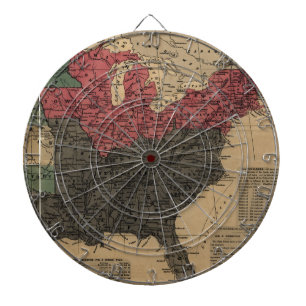 Cible De Fléchettes Carte politique vintage des États-Unis (1856)