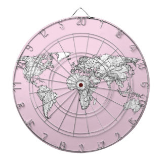 Cible De Fléchettes carte rose du monde