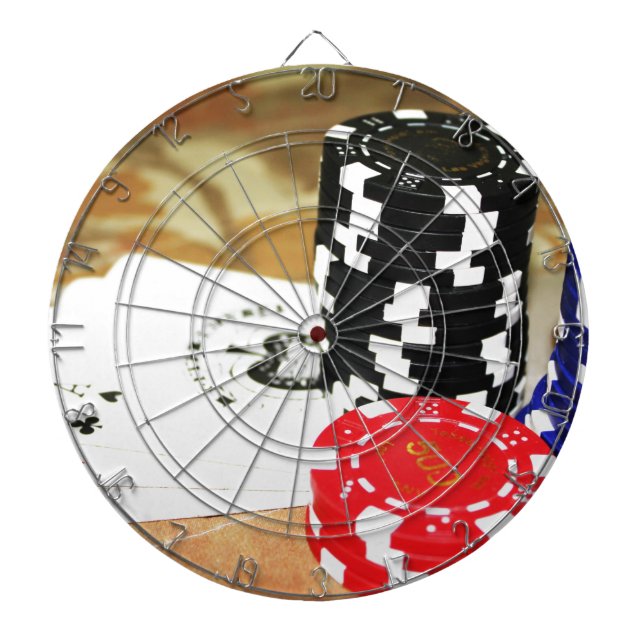 Cible De Fléchettes Cartes de Poker Aces Chips Jeux Casino Gagner jeu (Devant)