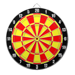 Cible De Fléchettes Cercles en rouge et jaune sur noir