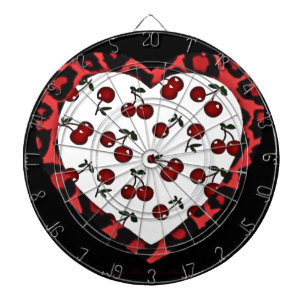 Cible De Fléchettes Cerises RAB Empreinte de léopard Heart Rockabilly