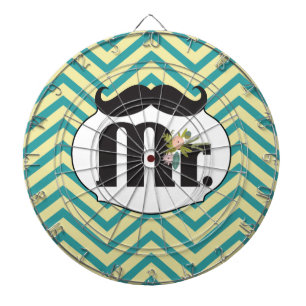 Cible De Fléchettes Chalkboard Mr Jaune et Green Zigzag Chevron
