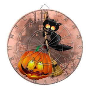 Cible De Fléchettes Chat effrayé par Citrouille Fun Halloween caractèr