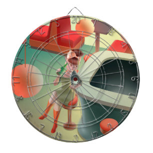 Cible De Fléchettes Chat élégant avec bouteille assise au bar