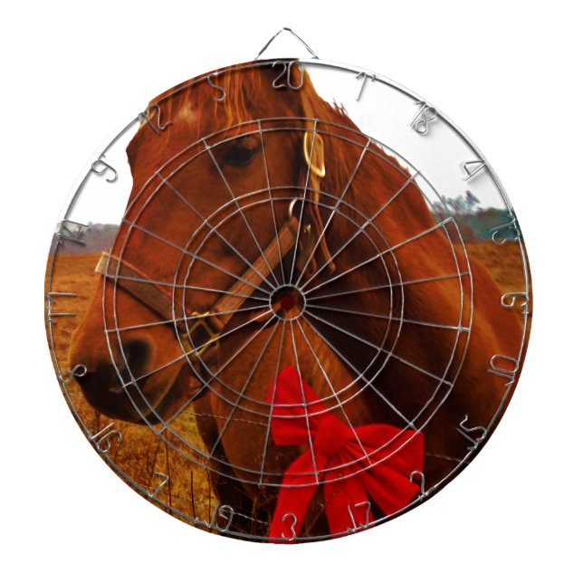 Cible De Fléchettes Cheval avec Bow rouge (Devant)