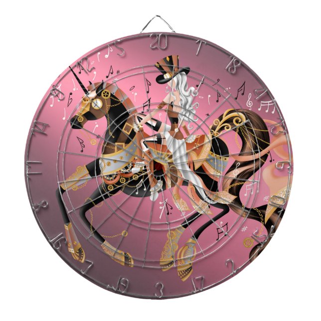 Cible De Fléchettes Cheval mécanique Steampunk & Lady Dartboard (Devant)