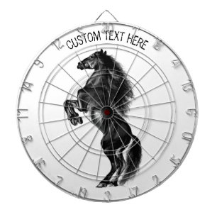 Cible De Fléchettes Cheval sauvage noir dressé - Dessin noir et blanc