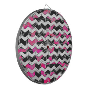Cible De Fléchettes Chevron Cow Hot Pink et Black Print