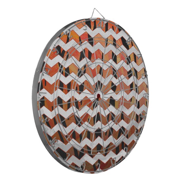 Cible De Fléchettes Chevron Tiger chaud orange et noir (Devant gauche)
