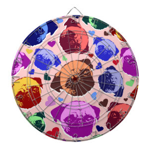Cible De Fléchettes Chien Chiot Carlin Style PopArt Rétro