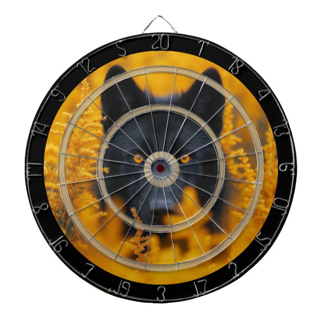 Cible De Fléchettes Chien noir avec étonnante réglementation des yeux  (Devant)