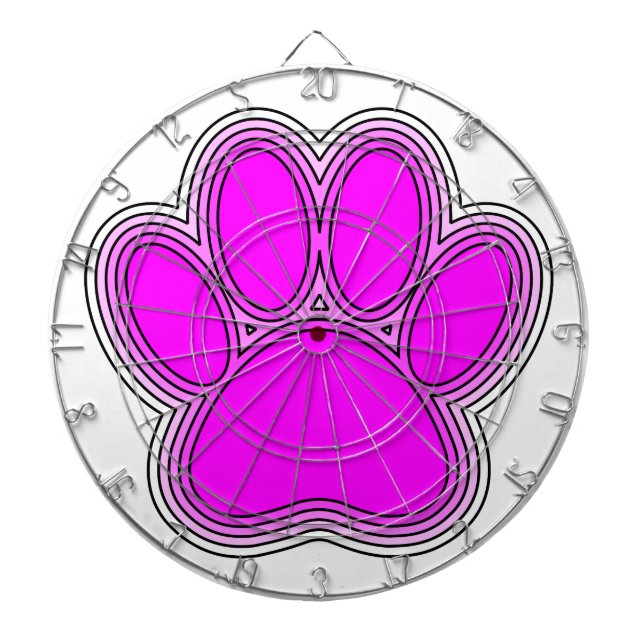 Cible De Fléchettes Chien Paw En Rose Avec Des Contours (Devant)