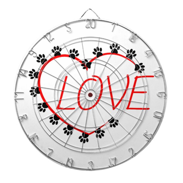 Cible De Fléchettes Chien Paws Red Heart Love (Devant)