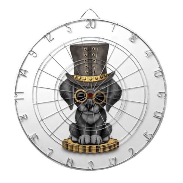 Cible De Fléchettes Chiot noir mignon de laboratoire de Steampunk, (Devant)