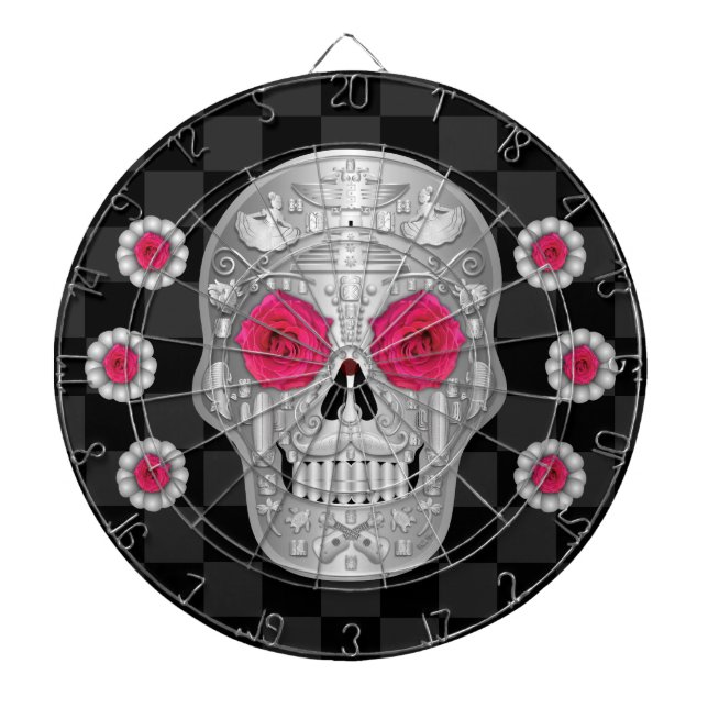 Cible de flechettes Chrome Calavera (Rose rose) (Devant)