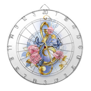 Cible De Fléchettes Clé de sol avec roses roses