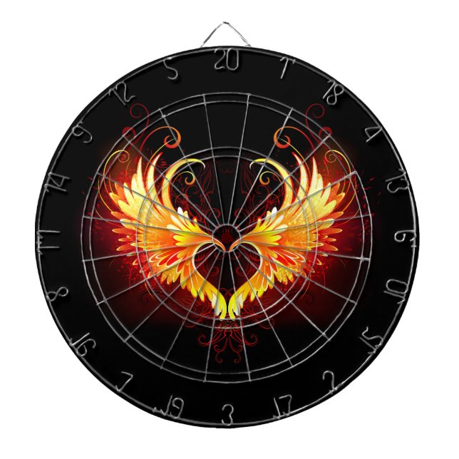 Cible De Fléchettes Coeur de feu ange avec ailes (Devant)