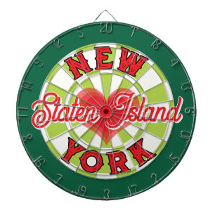 Cible De Fléchettes Cœur NEW YORK Texte personnalisé rouge & Fond vert