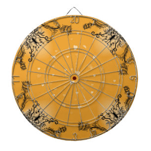 Cible De Fléchettes Coeurs avec fleurs et papillon en style tatouage