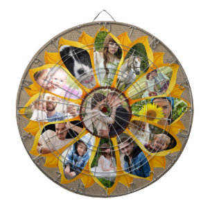 Cible De Fléchettes Collage photo famille Sunflower Burlap 13 Photos F
