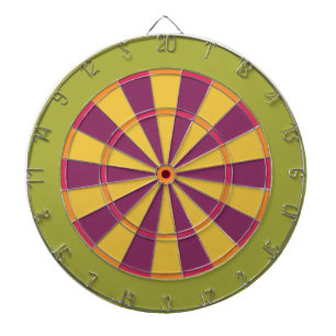Cible de flechettes colorée en vert jaune pourpre