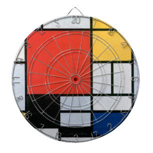 Cible De Fléchettes Composition Rouge, Jaune, Bleu, Noir Mondriaan