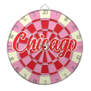 Cible De Fléchettes Conception de texte éditable Chicago Rose et Rouge