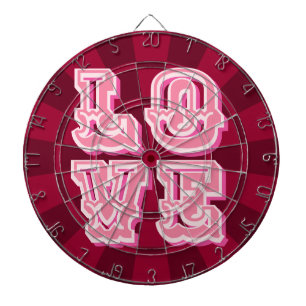 Cible De Fléchettes Conception romantique LOVE vintage bordeaux et ros