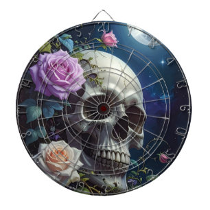 Cible De Fléchettes Crâne de Roses au Clair de Lune