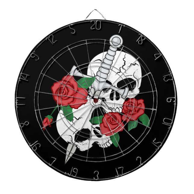 Cible De Fléchettes Crâne, Roses et dague (Devant)