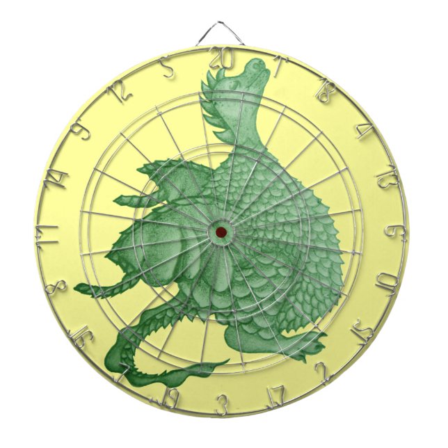 Cible De Fléchettes créature imaginaire mythique dragon vert mignon (Devant)