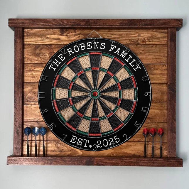 Cible De Fléchettes Custom Family Name Rustic Dartboard (Créateur téléchargé)