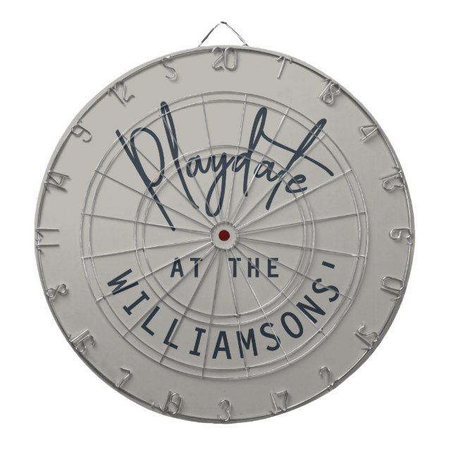 Cible De Fléchettes Custom Name Minimalist Gray Navy Blue Playdate  (Devant)