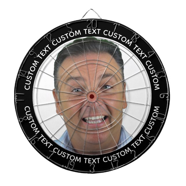 Cible De Fléchettes Custom Photo Dartboard & Text - BLACK Surround (Devant)