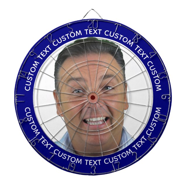 Cible De Fléchettes Custom Photo Dartboard & Text - NAVY BLUE Surround (Devant)