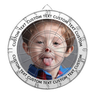 Cible De Fléchettes Custom Photo Dartboard & Text - WHITE Surround