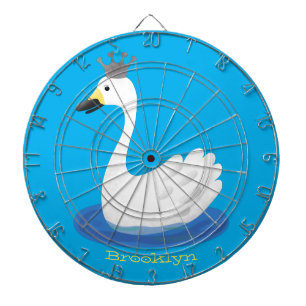 Cible De Fléchettes Cute cygne blanc avec dessin de la couronne